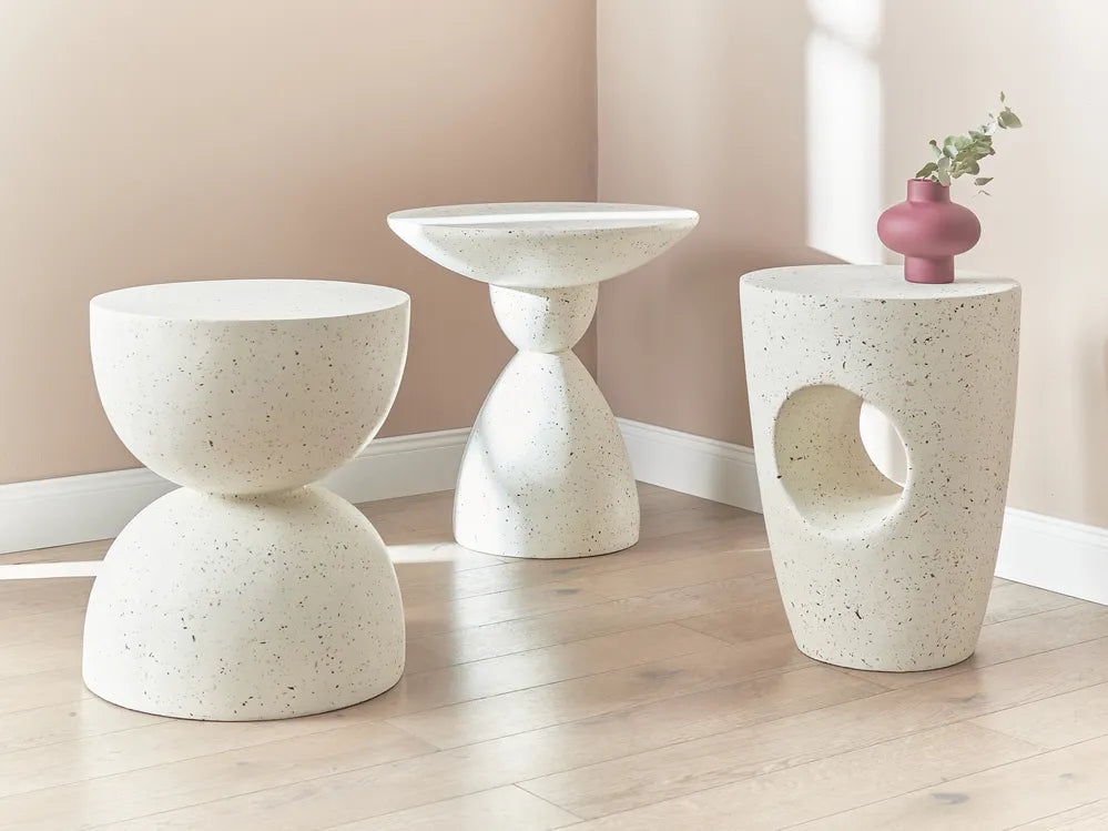Side Table 50 cm 50 cm White Terrazzo Rohun