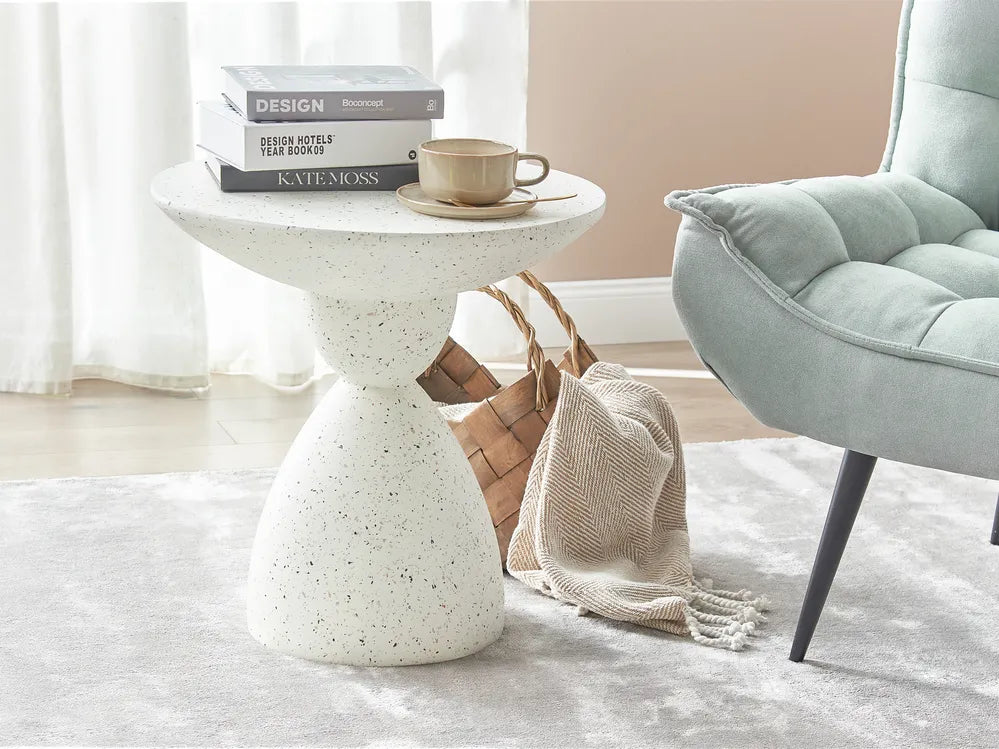 Side Table 50 cm 50 cm White Terrazzo Rohun