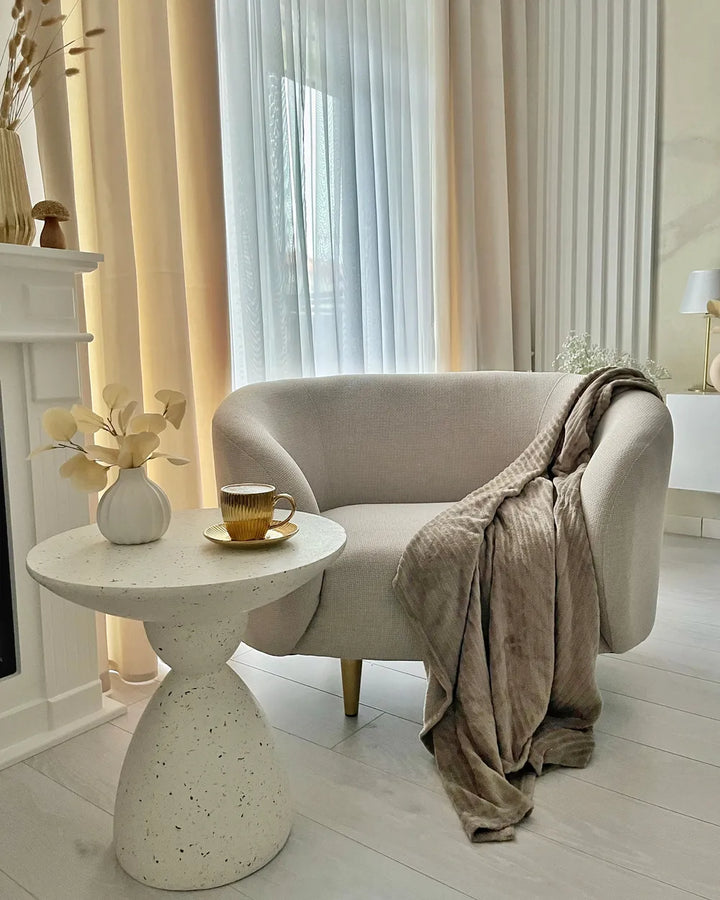 Side Table 50 cm 50 cm White Terrazzo Rohun