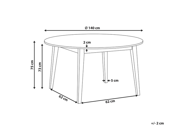 Dining Table Light Oak 140 cm 140 cm Candance