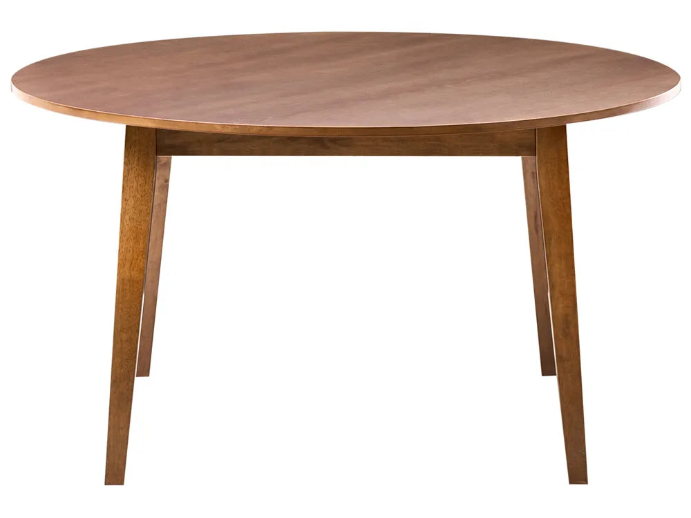 Wooden round table on a white background