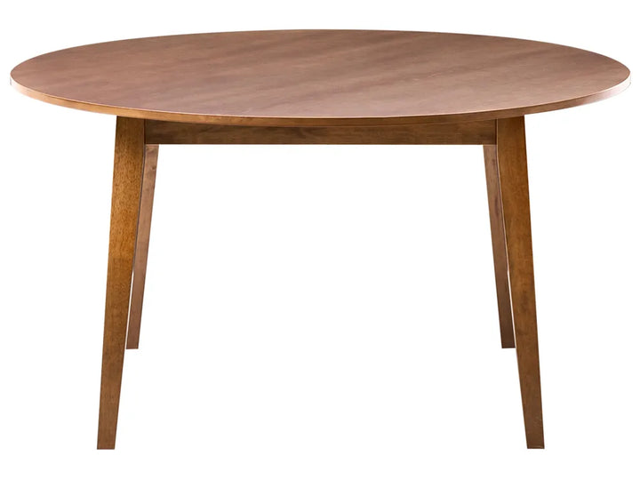 Wooden round table on a white background