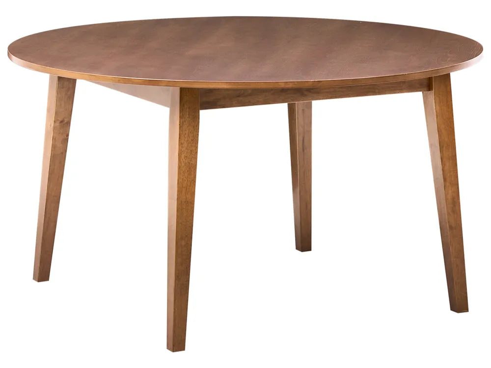 Wooden round table on a white background