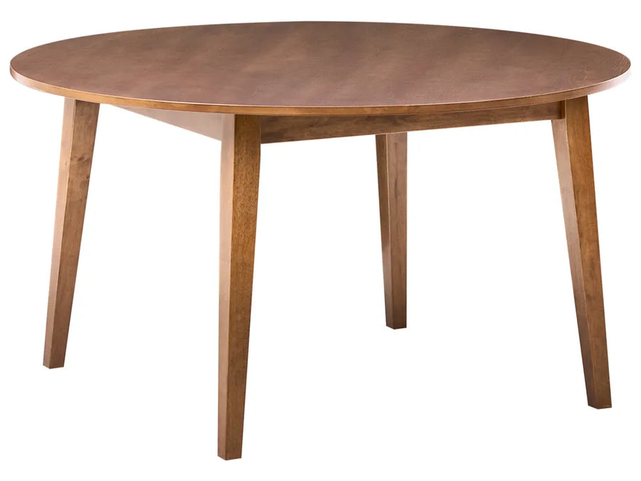 Wooden round table on a white background