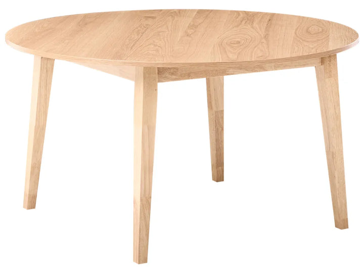 Round wooden table on a white background