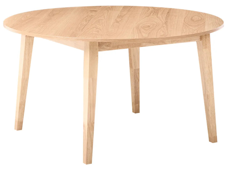 Round wooden table on a white background