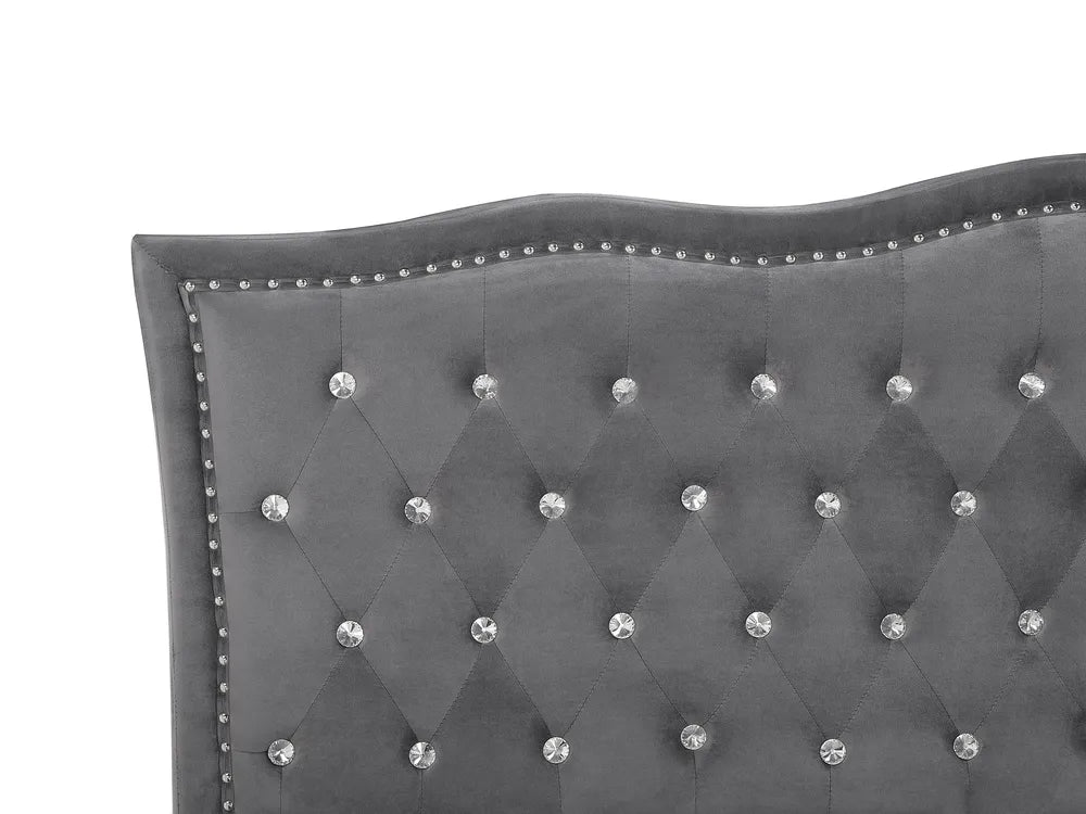 Bed Velvet 180 x 200 cm (EU Super King) Dark Grey Minas