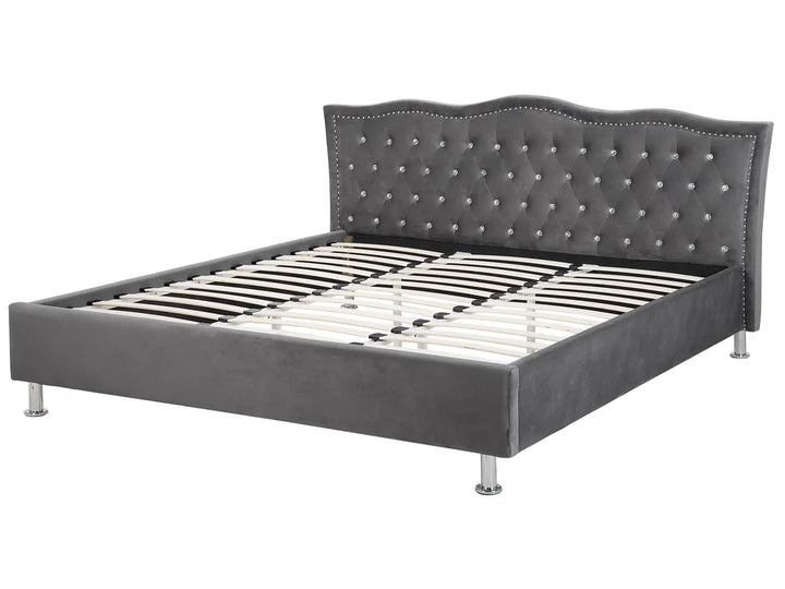 Bed Velvet 180 x 200 cm (EU Super King) Dark Grey Minas
