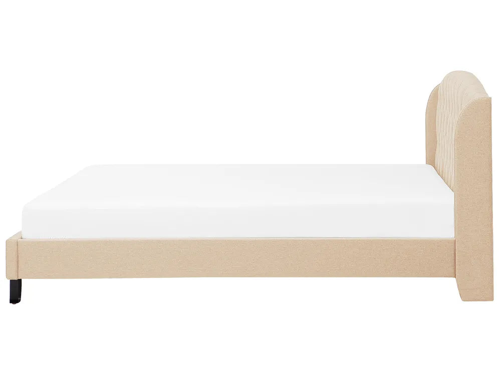 Contemporary fabric bed with padded headboard