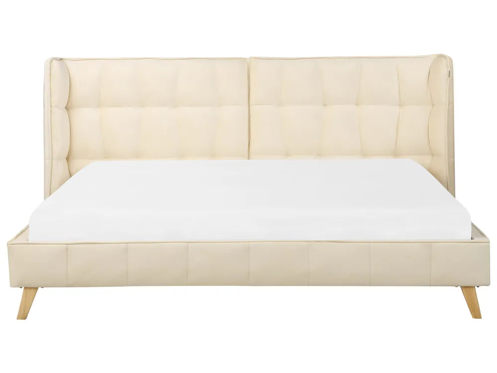 Bed Velvet 180 x 200 cm (EU Super King) Beige Elvana