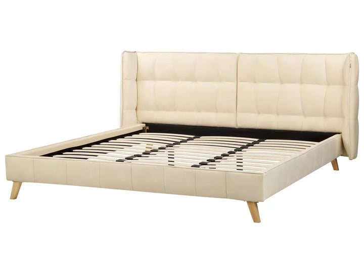 Bed Velvet 180 x 200 cm (EU Super King) Beige Elvana