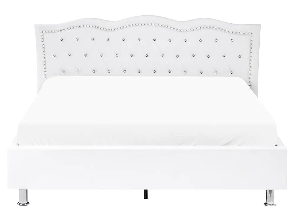 Ottoman Bed Faux Leather 160 x 200 cm (EU King Size) White Minas