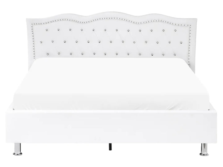 Ottoman Bed Faux Leather 160 x 200 cm (EU King Size) White Minas