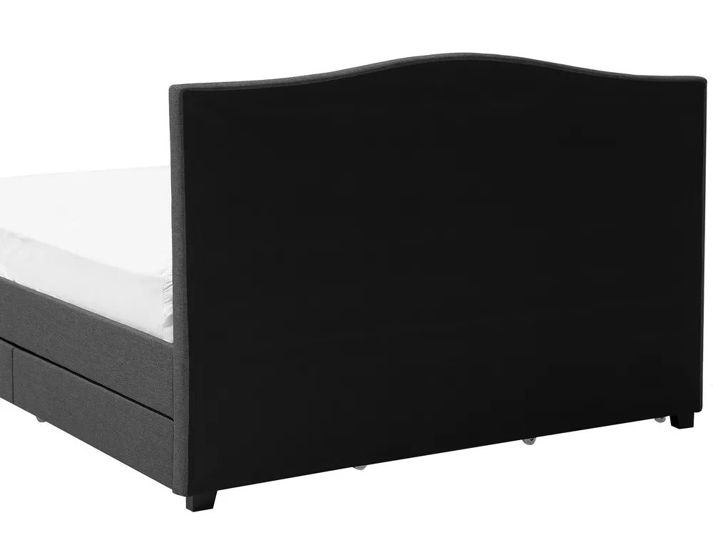Bed with Storage Drawers Fabric 180 x 200 cm (EU Super King) LED Dark Grey Marilee