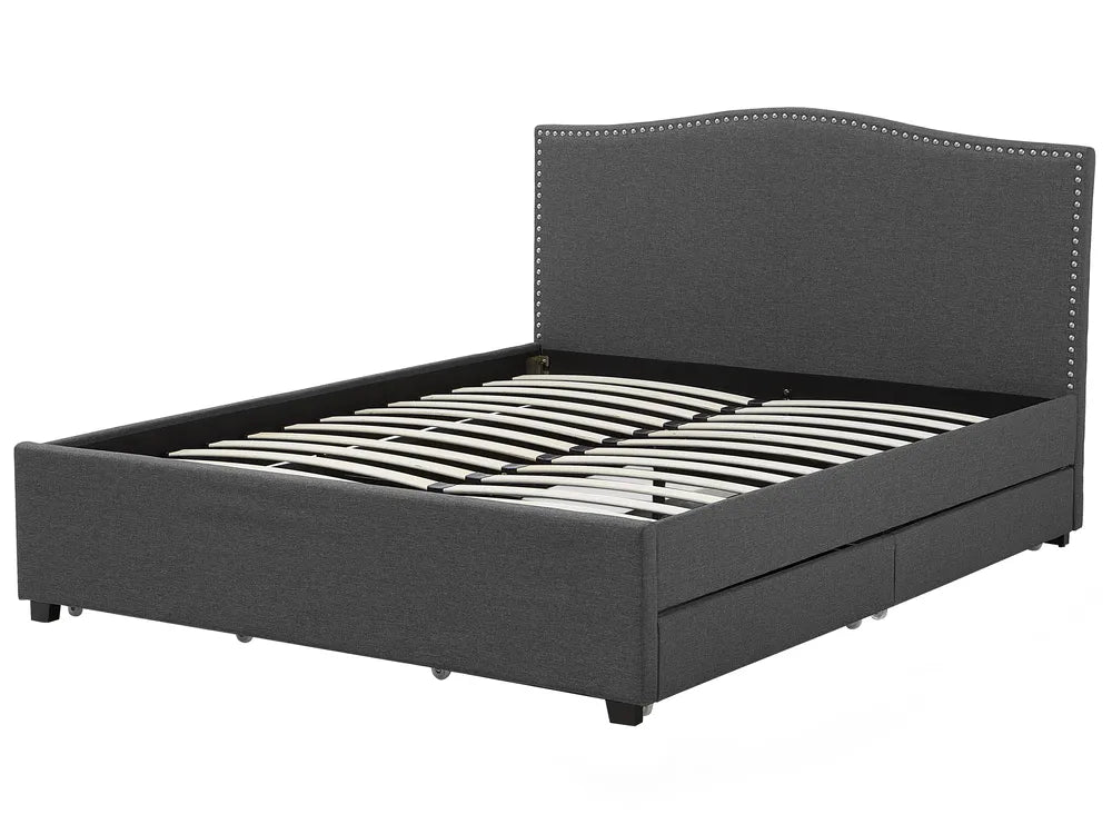 Bed with Storage Drawers Fabric 180 x 200 cm (EU Super King) LED Dark Grey Marilee