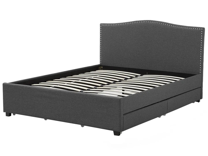 Bed with Storage Drawers Fabric 180 x 200 cm (EU Super King) LED Dark Grey Marilee