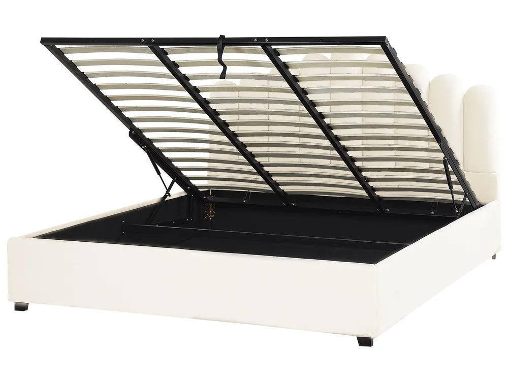 Ottoman Bed Velvet 180 x 200 cm (EU Super King) Off-White Stauton
