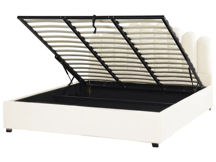 Ottoman Bed Velvet 180 x 200 cm (EU Super King) Off-White Stauton