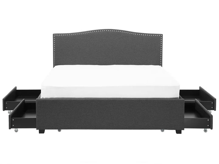 Bed with Storage Drawers Fabric 180 x 200 cm (EU Super King) LED Dark Grey Marilee
