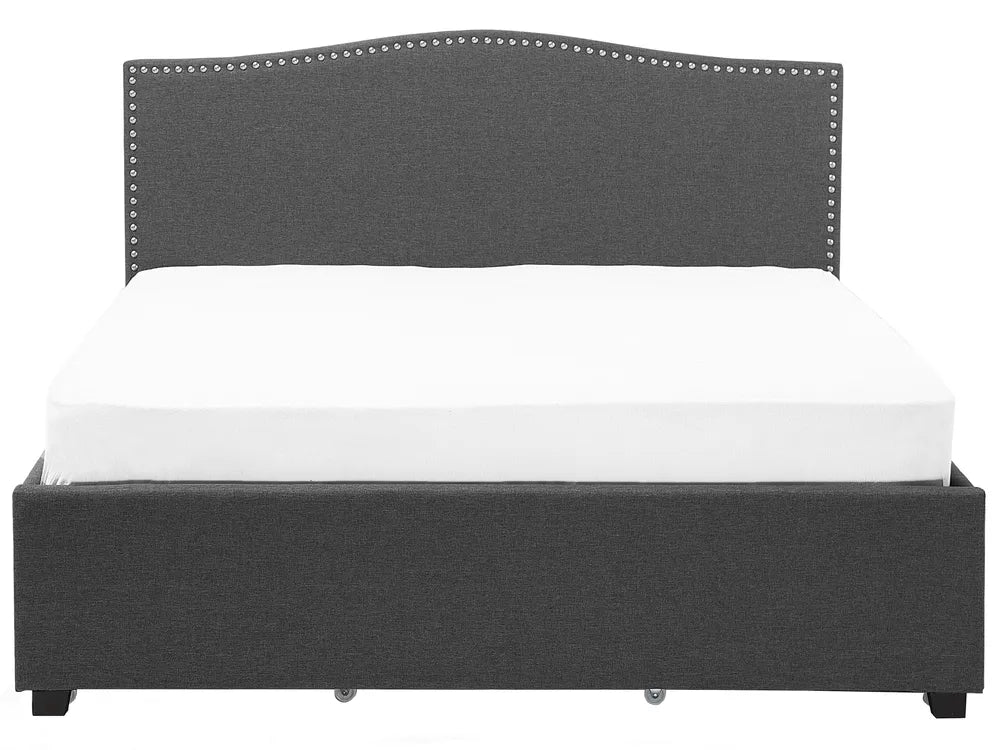 Bed with Storage Drawers Fabric 180 x 200 cm (EU Super King) LED Dark Grey Marilee
