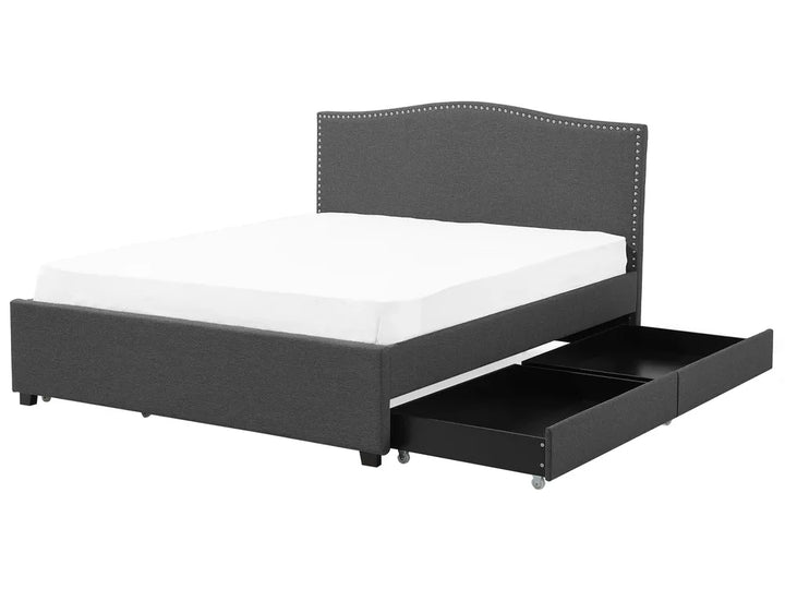 Bed with Storage Drawers Fabric 180 x 200 cm (EU Super King) LED Dark Grey Marilee