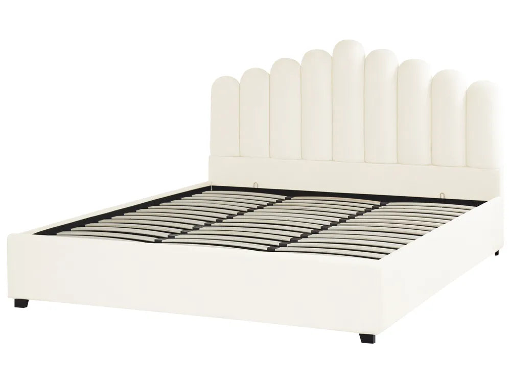 Ottoman Bed Velvet 180 x 200 cm (EU Super King) Off-White Stauton