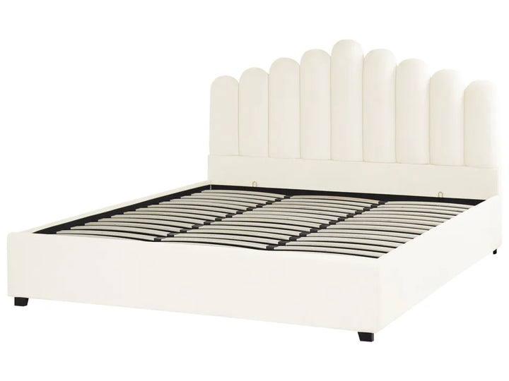 Ottoman Bed Velvet 180 x 200 cm (EU Super King) Off-White Stauton