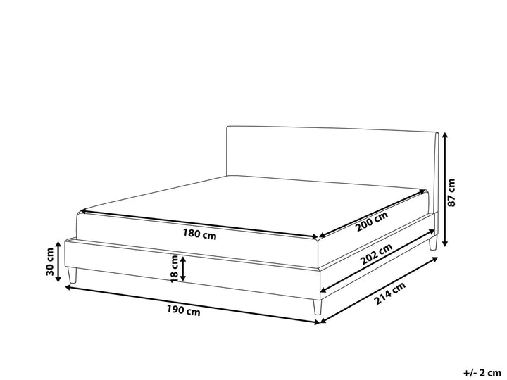 Bed with LED Fabric 180 x 200 cm (EU Super King) Black Candler