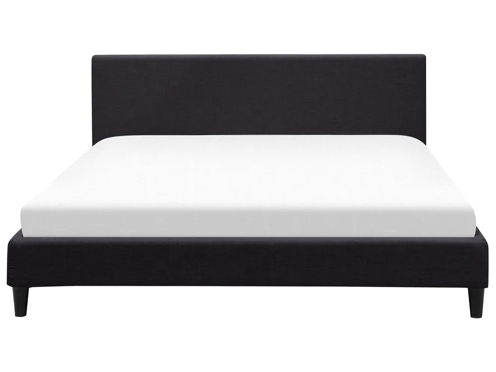 Bed with LED Fabric 180 x 200 cm (EU Super King) Black Candler