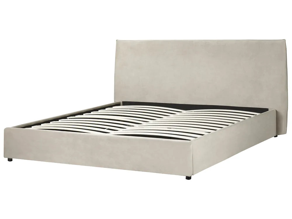 Super king velvet storage bed with slatted lift base