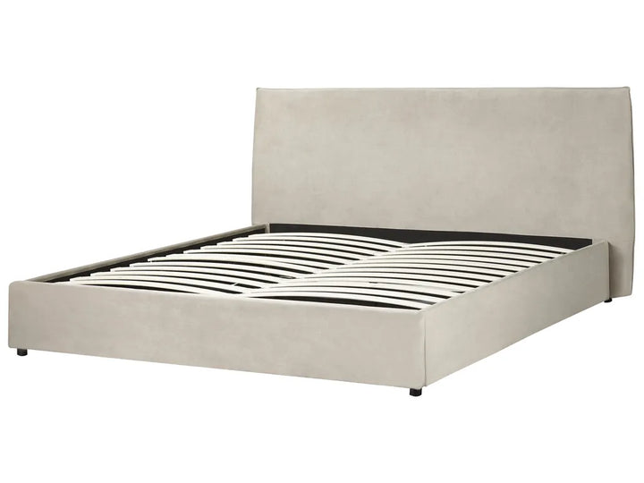 Super king velvet storage bed with slatted lift base