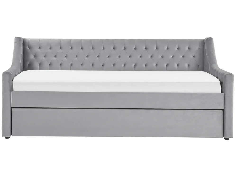 Trundle Bed Velvet 90 x 200 cm (EU Single) Light Grey Beckett