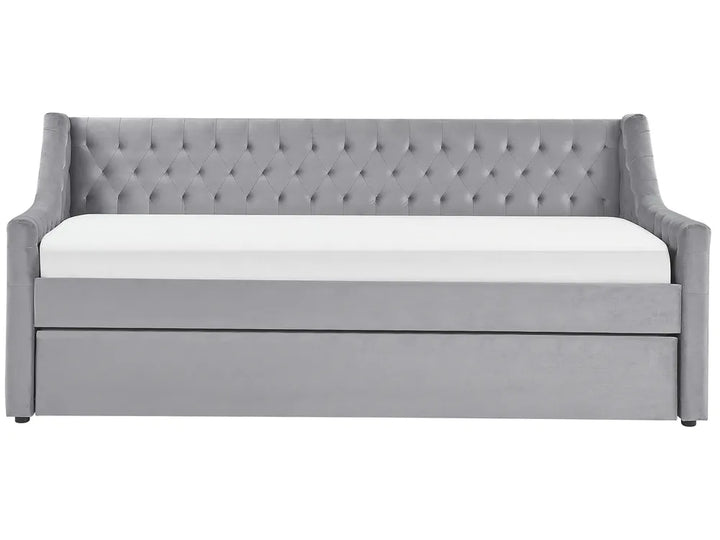 Trundle Bed Velvet 90 x 200 cm (EU Single) Light Grey Beckett