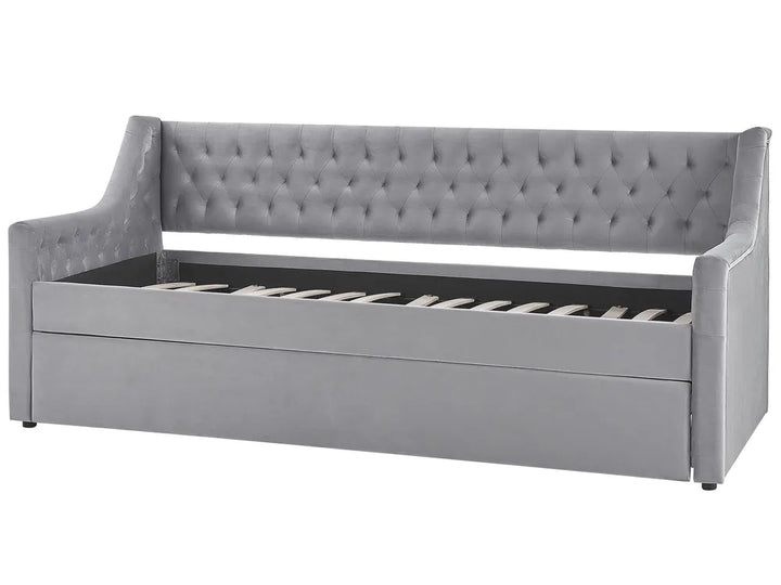 Trundle Bed Velvet 90 x 200 cm (EU Single) Light Grey Beckett