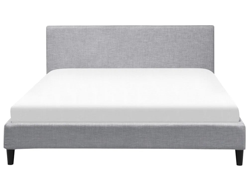 Bed with LED Fabric 180 x 200 cm (EU Super King) Light Grey Candler