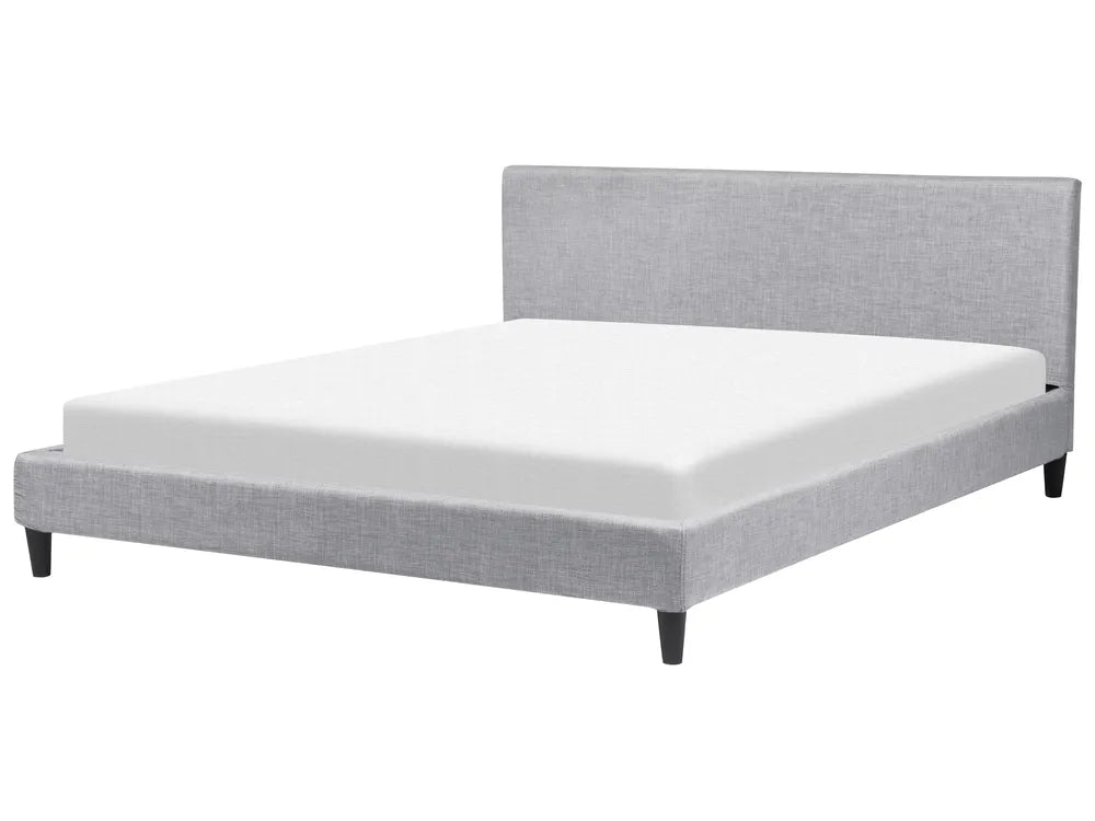 Contemporary grey bed with slatted base and LED feature