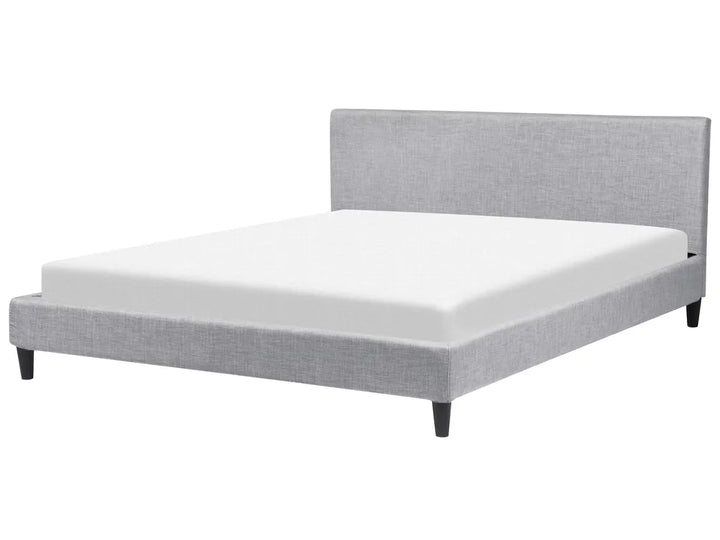 Contemporary grey bed with slatted base and LED feature