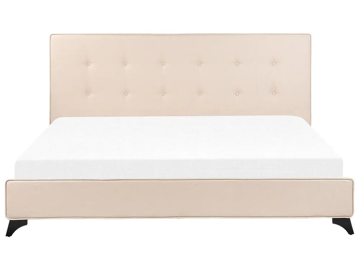 Modern EU super king bed in beige fabric