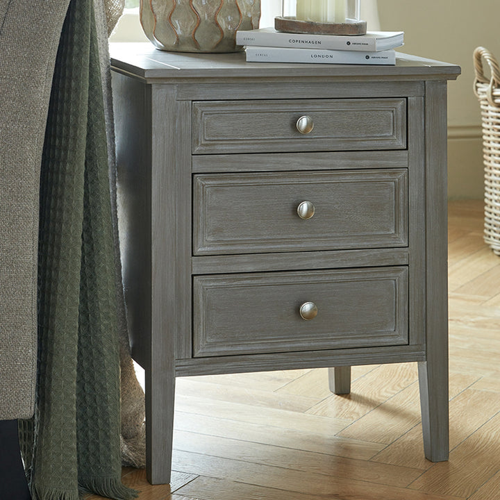 Serene Collection Three Drawer Bedside Table