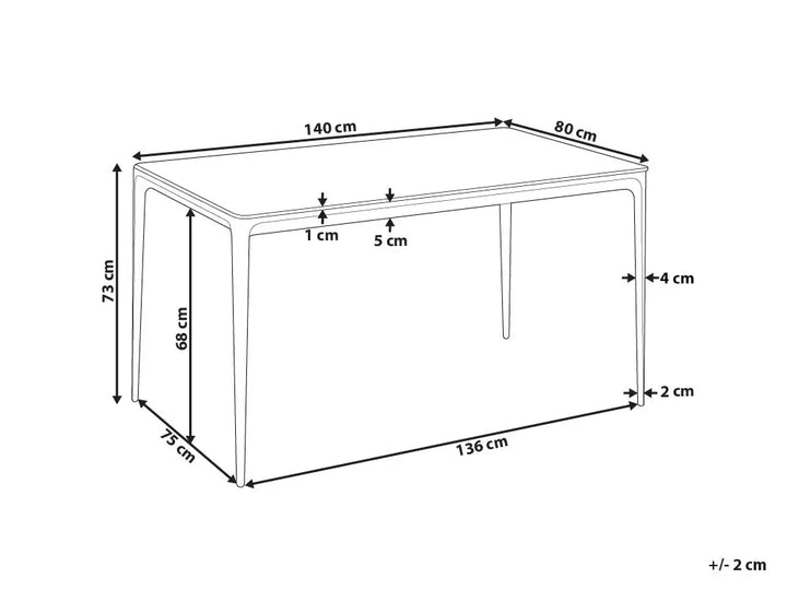 Dining Table White Marble 140 cm 80 cm Glass Orise
