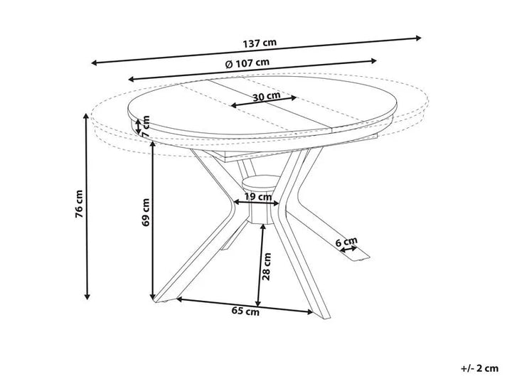 Extending Dining Table Black Oak 107/137 cm 107 cm Bergmans