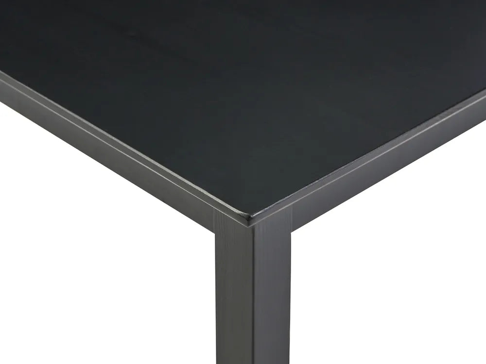 Black rectangular table corner on a white background