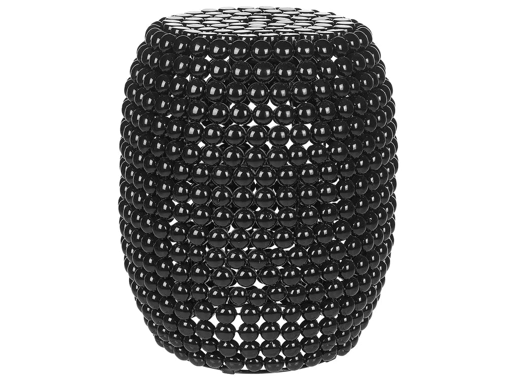 Black beaded stool on a white background
