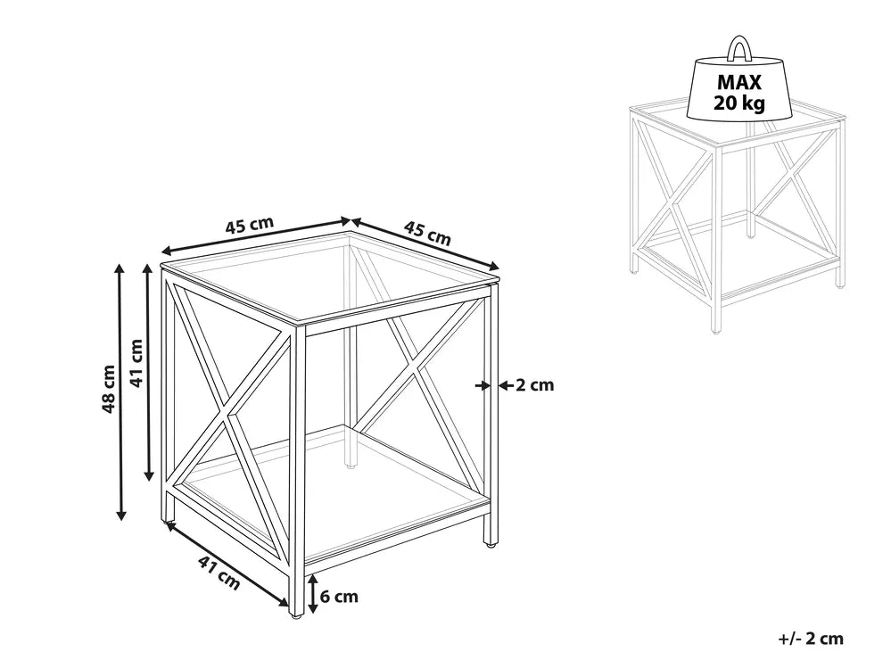 Side Table Tempered Glass Silver Lorccan
