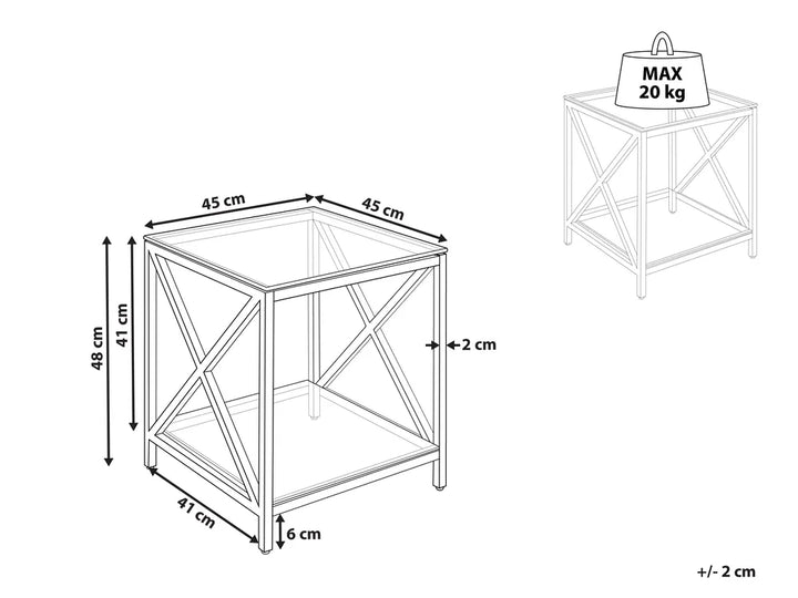 Side Table Tempered Glass Silver Lorccan