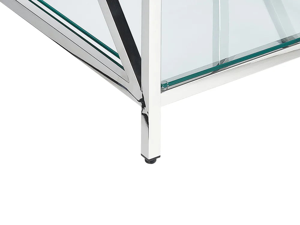 Side Table Tempered Glass Silver Lorccan