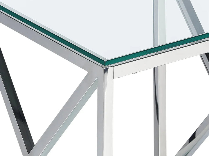 Side Table Tempered Glass Silver Lorccan