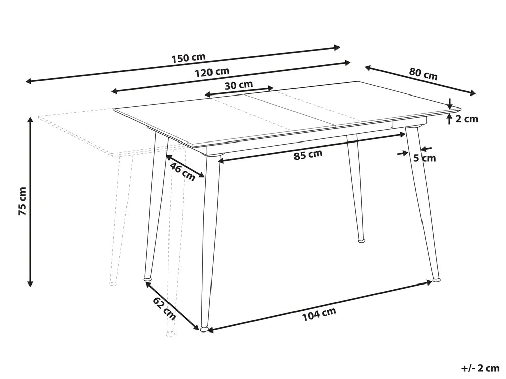 Dining Table White Marble 120/150 cm 80 cm Jahmai