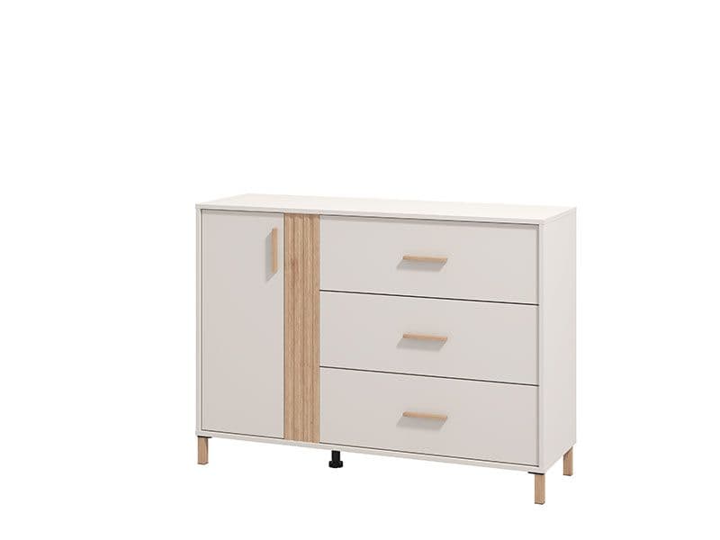 Cashmere and oak-effect bedroom storage chest
