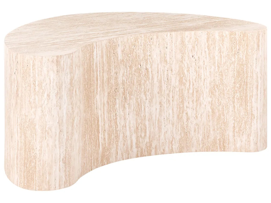 Travertine effect kidney coffee table